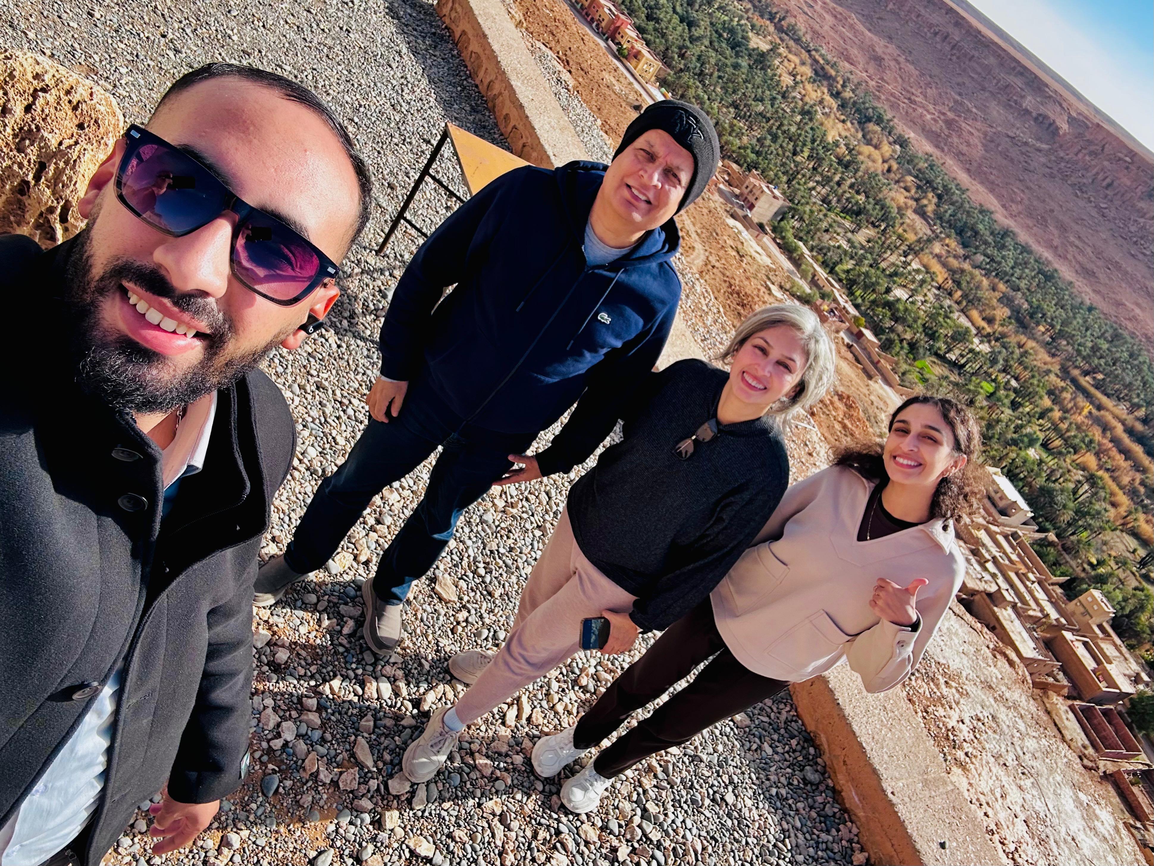 tourists with luggage and guide